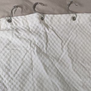 White Shower Curtain with Hooks